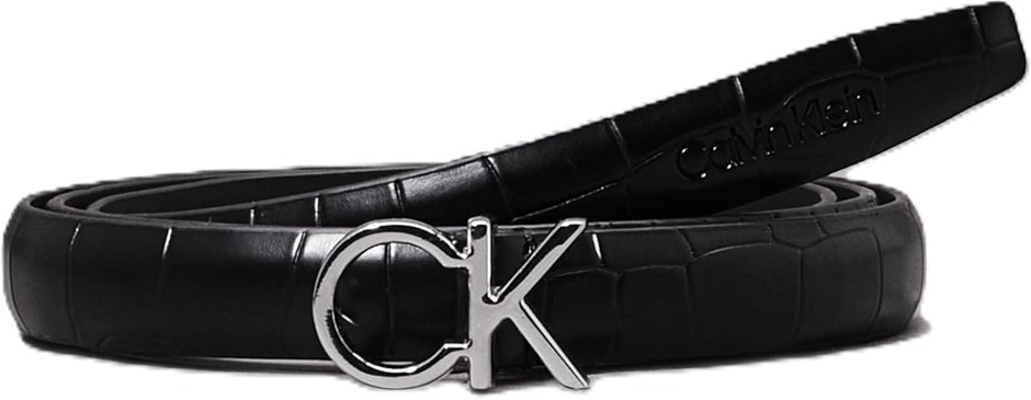 CALVIN KLEIN Women's Skinny Crocodile Belt, Size 80, Black Croco, K60K61239