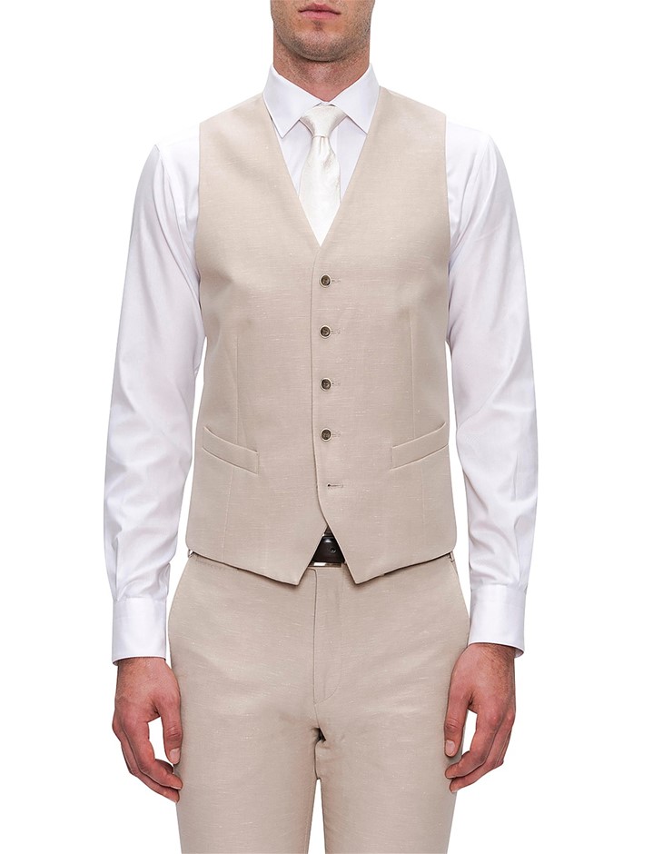 JOE BLACK Men's Mail Linen Vest, Size 52R, Sand, FJD800. RRP: $175. Buyers