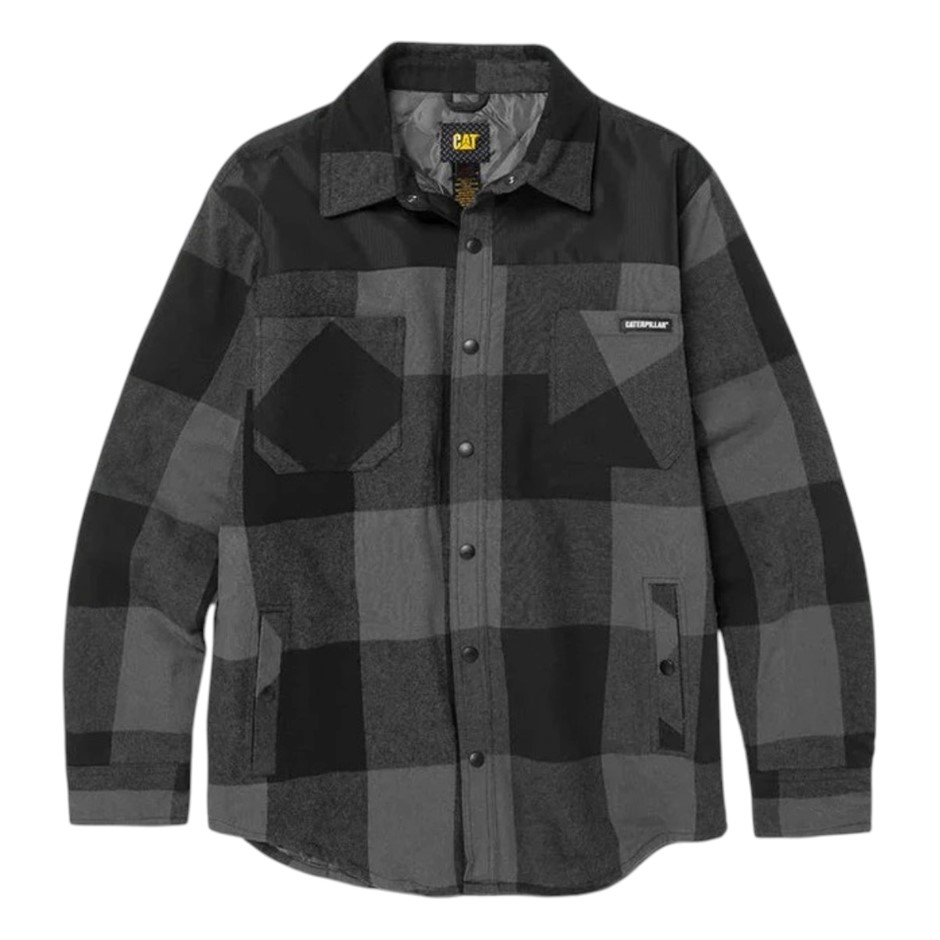 CAT Block Check Insulated Shirt Jacket, Size M, Pitch Black (10121), 804000