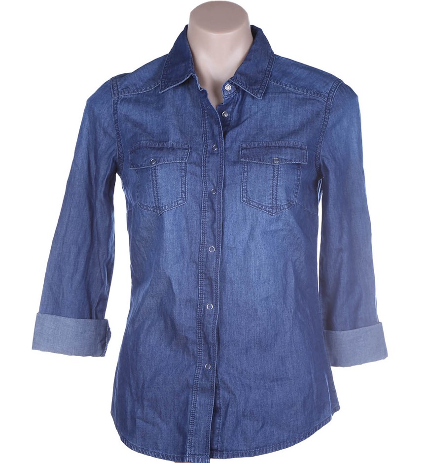 RE:DENIM Women's Denim Shirt. Size 8, Medium Blue. RRP: $74.95. Buyers Not