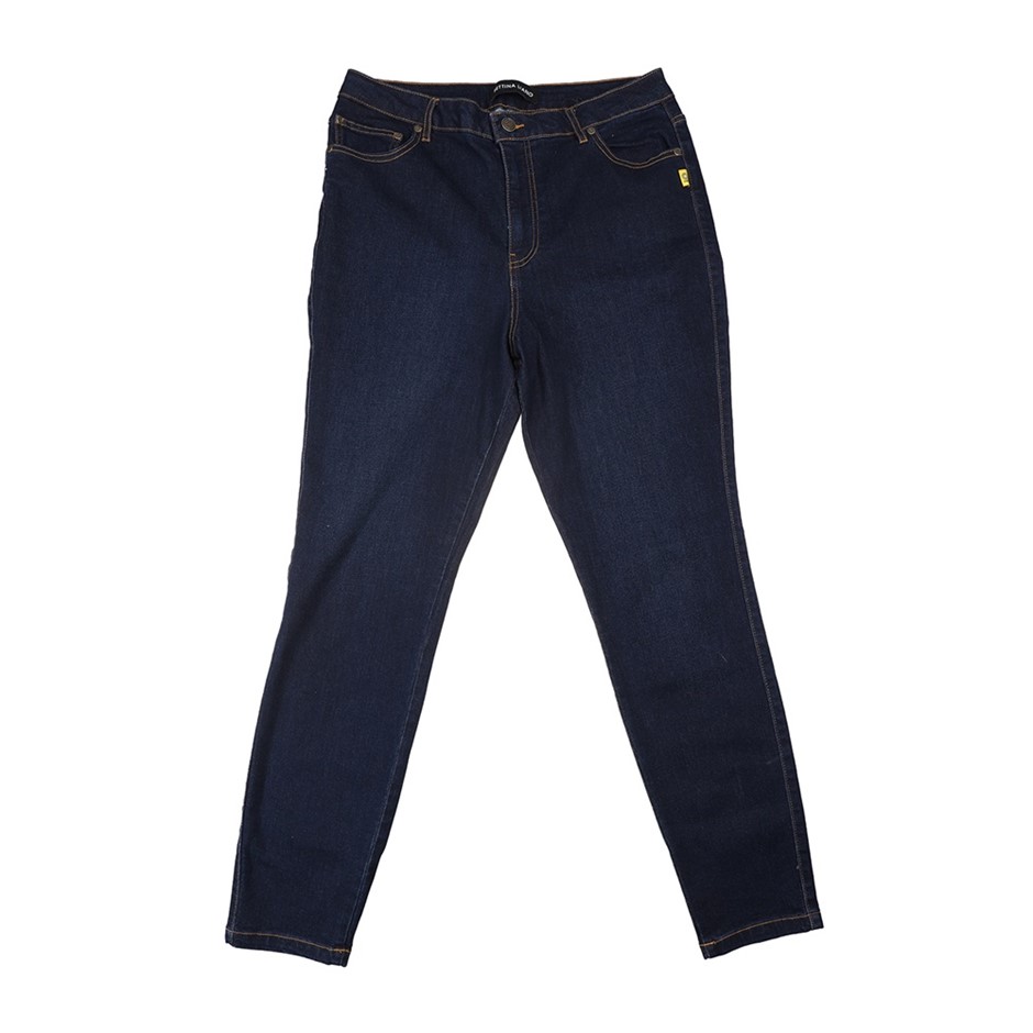 BETTINA LIANO Women's High Rise Skinny Jeans, Size 6, 66% Cotton, Dark Indi