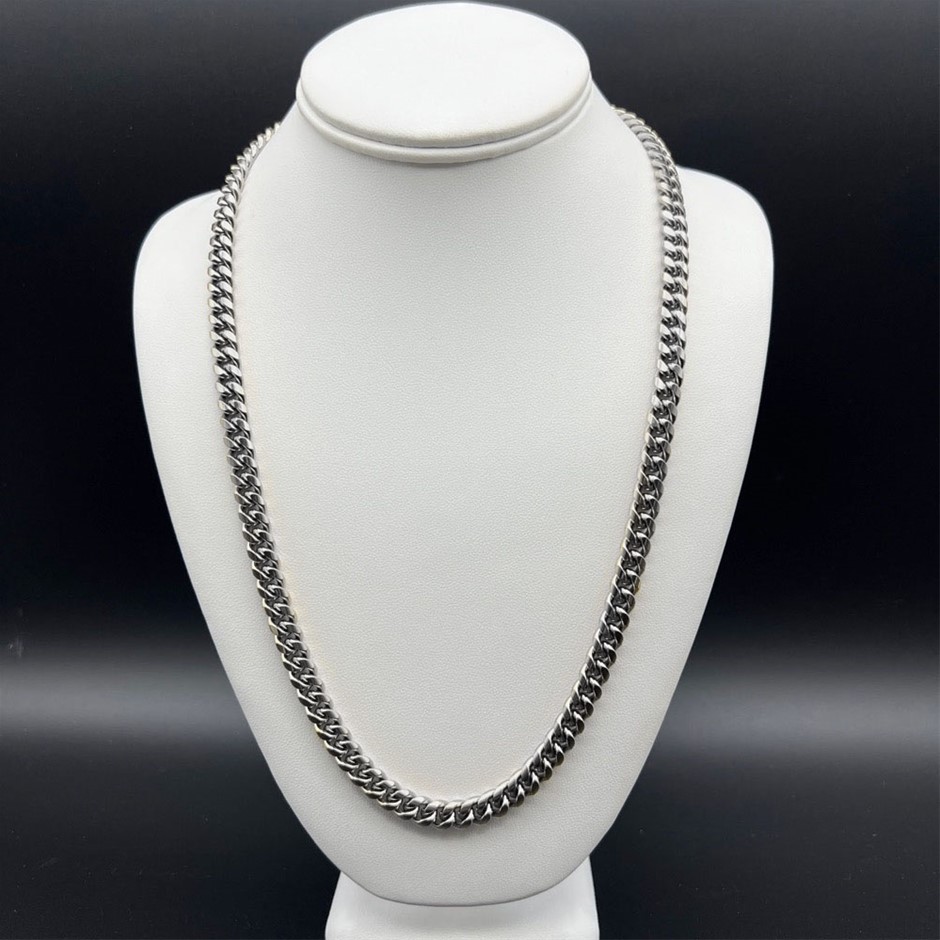 Silver-Filled Cuban Link Chain Necklace, 8MM Wide - 55.8cm