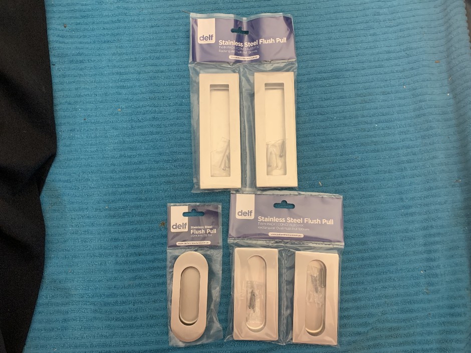 Quantity of Various Size SS Flush Pulls (Unused)