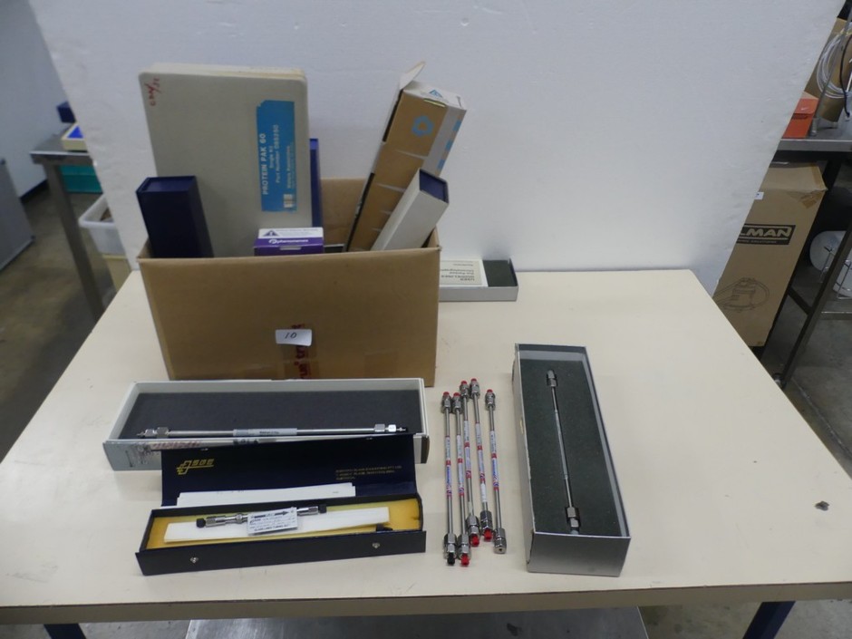 HPLC columns, assorted sizes and phases.