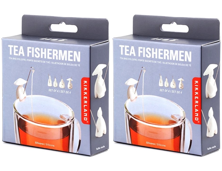 2 x KIKKERLAND Jiang Taigong Tea Bag Holder (Set of 4), White.