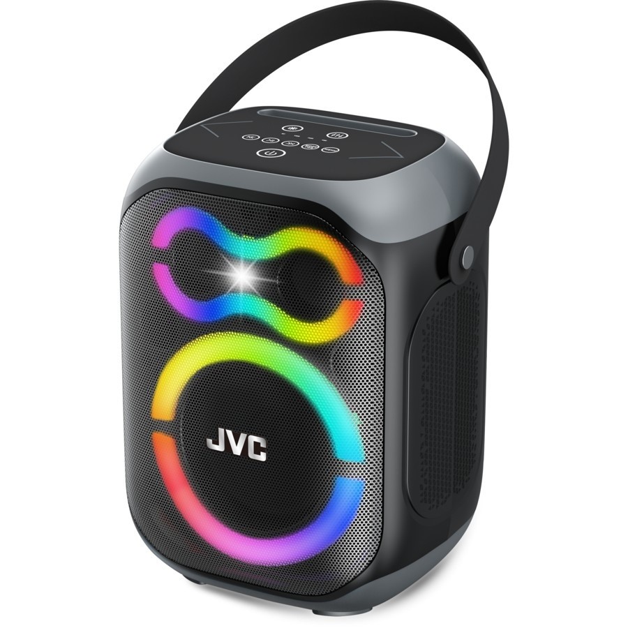 JVC Party Speaker with Stand and Dual Microphones, Black