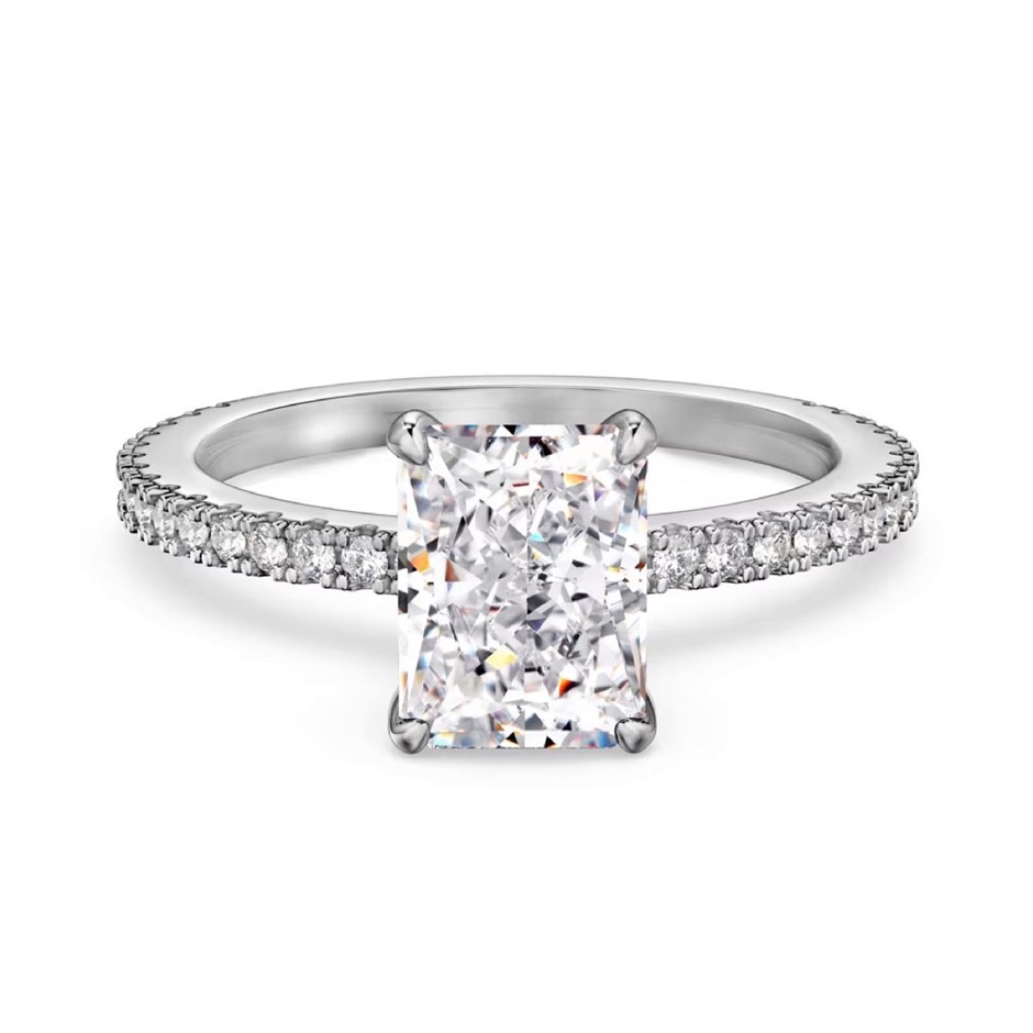 2ct Rectangle 8A Cubic Zirconia 925 Sterling Silver Ring - Size 5