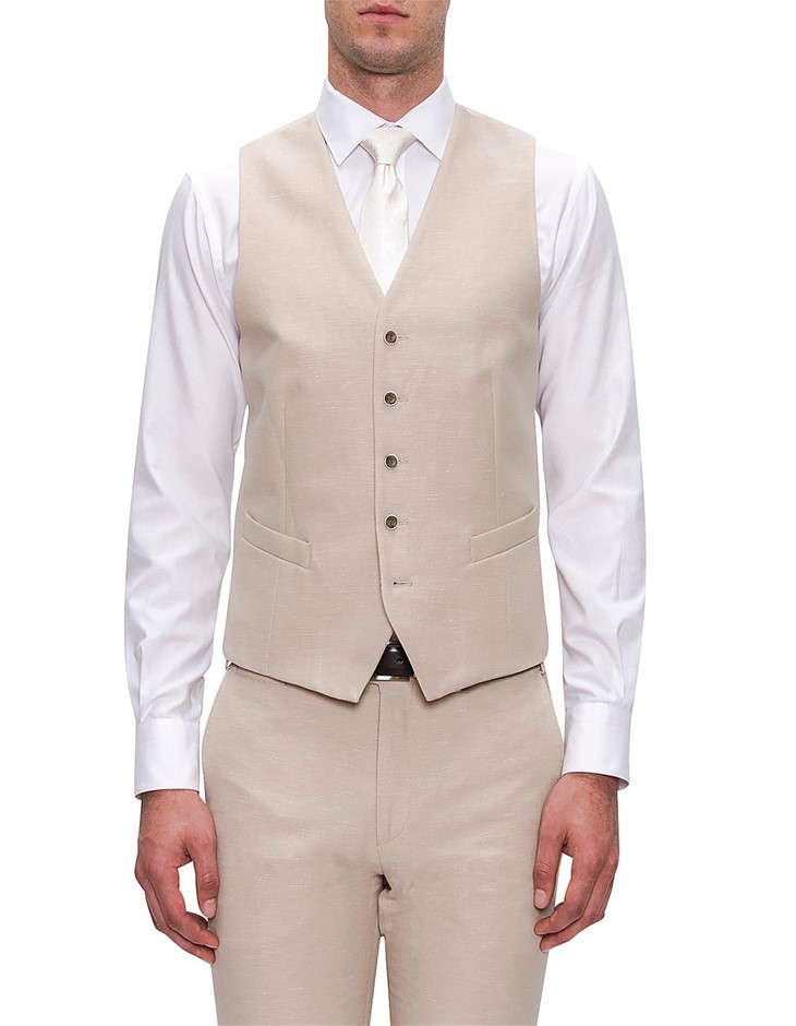 JOE BLACK Men's Mail Linen Vest, Size 52R, Sand, FJD800. RRP: $175. Buyers