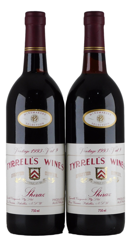 Tyrrell's Winemakers Selection Vat 9 Shiraz 1993 (2x 750mL), Hunter River.