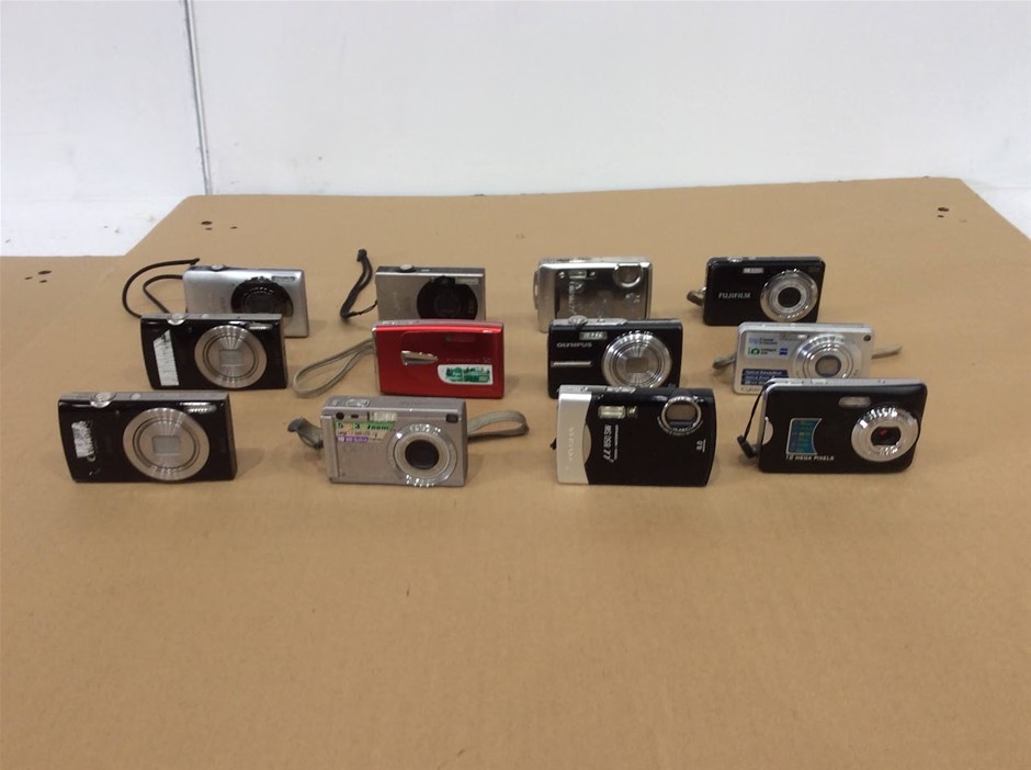Mixed Brand Digital Cameras (Canon, Olympus, Fujifilm, Sony) (Lot of 12)