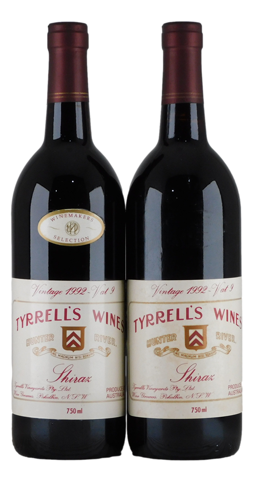 Tyrrell's Winemakers Selection Vat 9 Shiraz 1992 (2x 750mL), Hunter River.