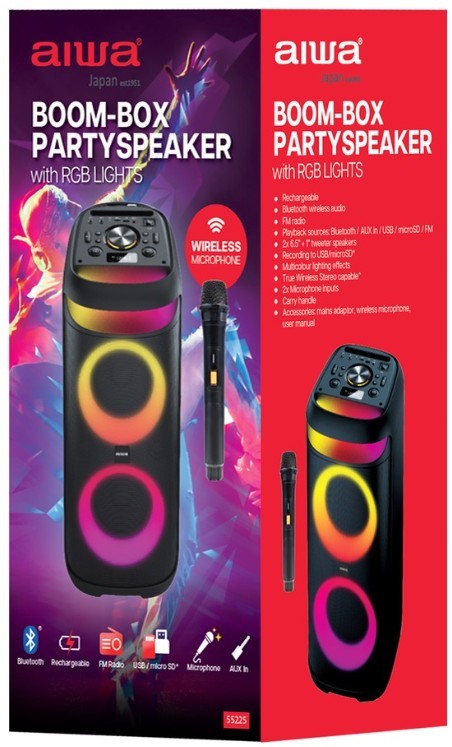 AIWA Boom-box Party Speaker with RGB Lights NB: Minor use