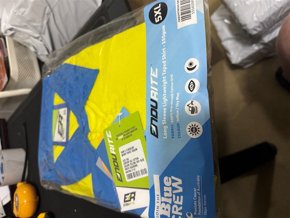 4 ENDURITE LONG SLEEVE WORK SHIRTS YELLOW/SKY 5XL