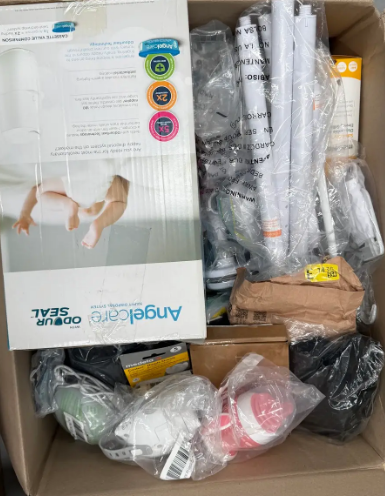 Assorted Box of Baby Items, incl: AngelCare Disposal Bins, Sleep Trainer Cl
