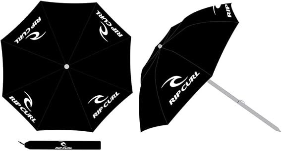 RIPCURL BUTUM1 Beach Umbrella, Black, 1SZ. NB: Umbrella bag is damaged.