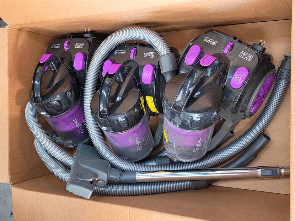 3 x BLACK+DECKER 1800W Bagless Vacuum Cleaner wtih Cyclonic Filtration, VM1