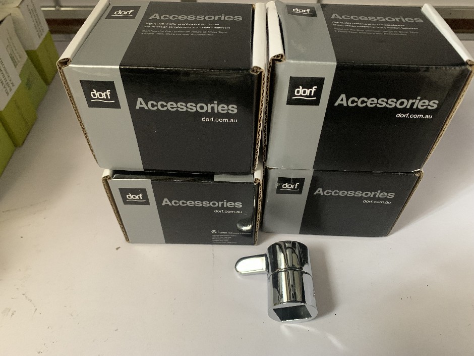 4 x Dorf Robe Hooks, Polished Chrome (Unused)