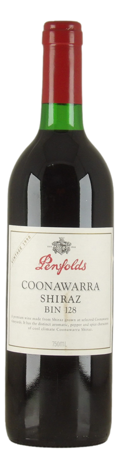 Penfolds `Bin 128` Shiraz 1998 (1 x 750mL) Coonawarra, SA.