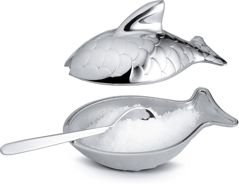 Alessi Colombina Fish Salt Container, Steel