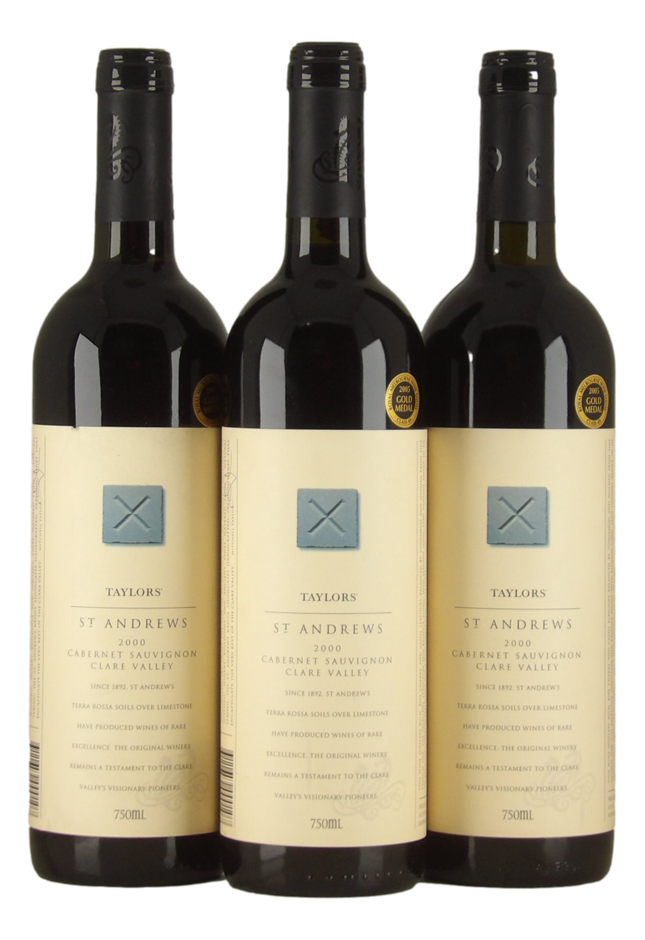 Taylors St Andrews Cabernet Sauvignon 2000 (3x 750mL) Clare Valley