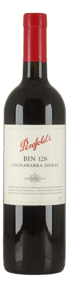 Penfolds `Bin 128` Shiraz 2001 (1x 750mL) Coonawarra, South Australia.