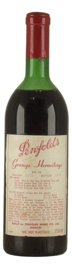 Penfolds Bin 95 Grange Hermitage 1973 Clinic 1996(1x 750mL) SA.
