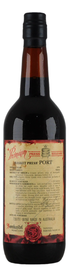 Bernkastel Premium Press Basket Press Port Shiraz 1976 (1x 738mL), SA.