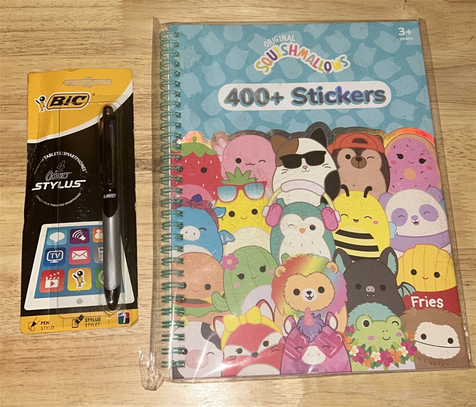 1x Squishmallows Sticker Book, 1x BIC Stylus