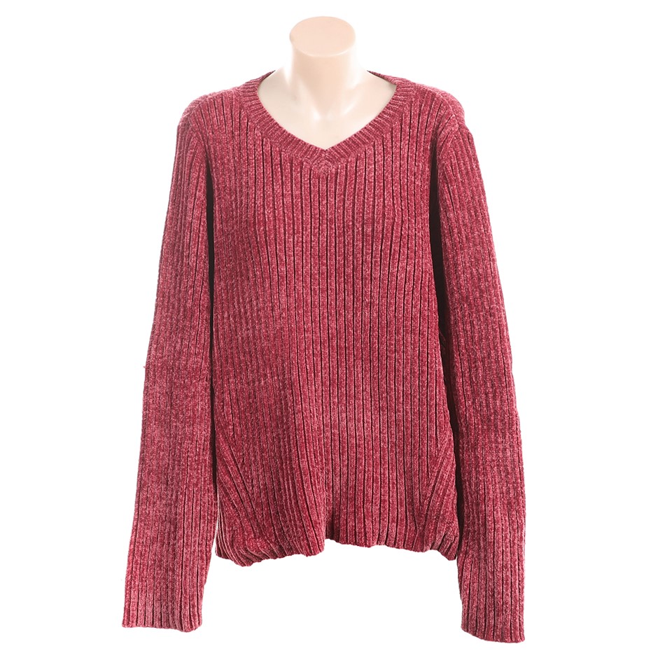 JACHS Women's V-Neck Soft Jumper, Size M, 100% Polyester, Red.