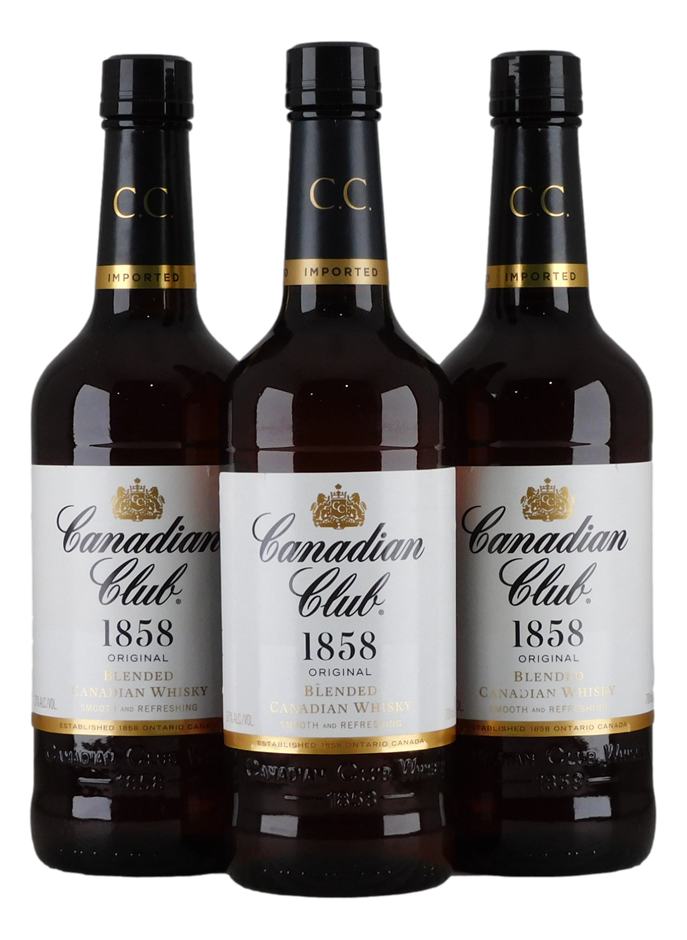 Canadian Club 1858 Original Blended Canadian Whisky (3x 700mL), Canada.