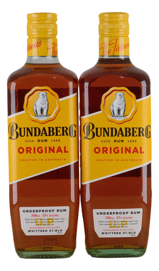 Bundaberg Original Underproof Rum (2x 700mL), QLD.