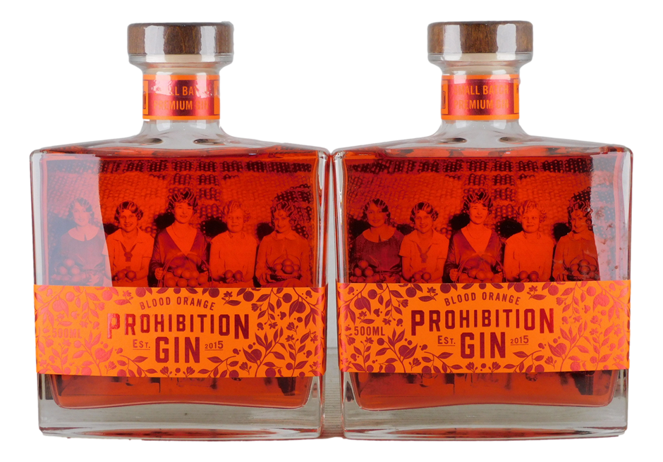 Prohibition Blood Orange Gin (2x 500mL), SA.