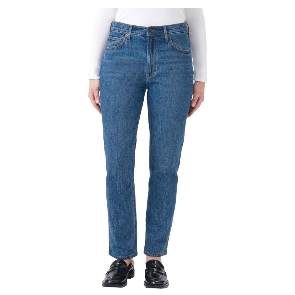 SIGNATURE Women's Straight Jean, Size 8, 99% Cotton, Blue.
