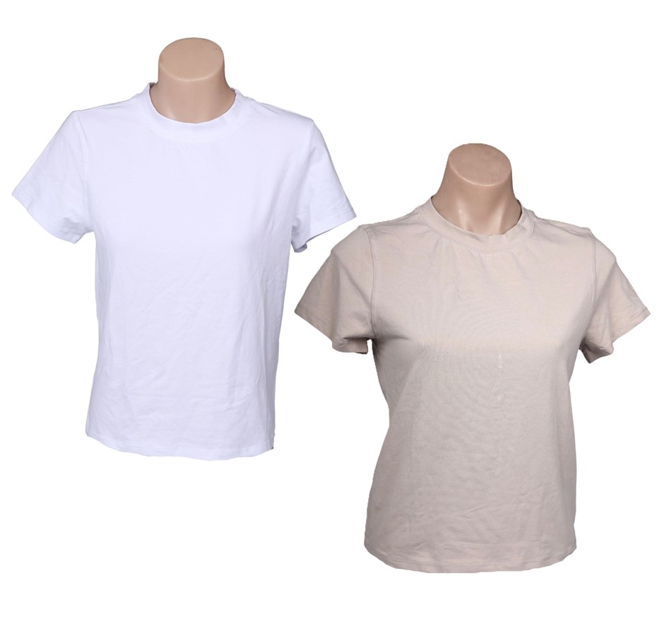 5 x 90DEGREEBYREFLEX Women's Mock Neck Soft Tees, Size S, Cotton, Assorted