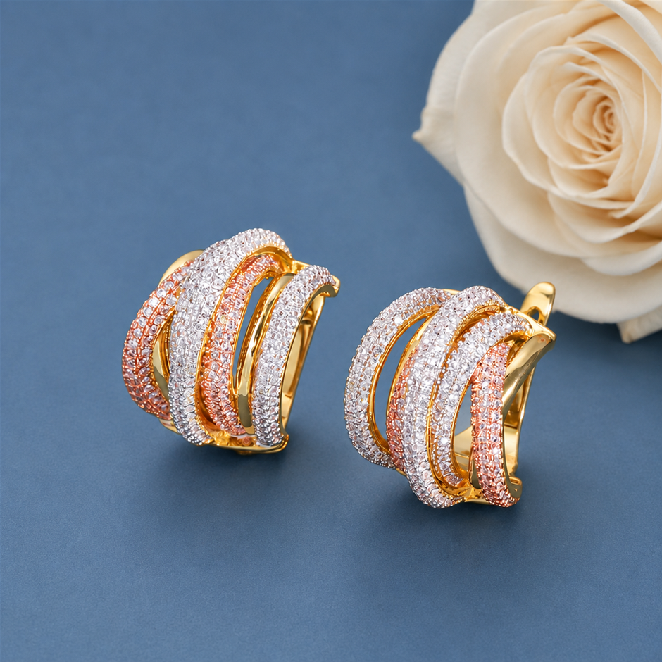 Luxury Twist AAA+ Cubic Zirconia Hoop Earrings