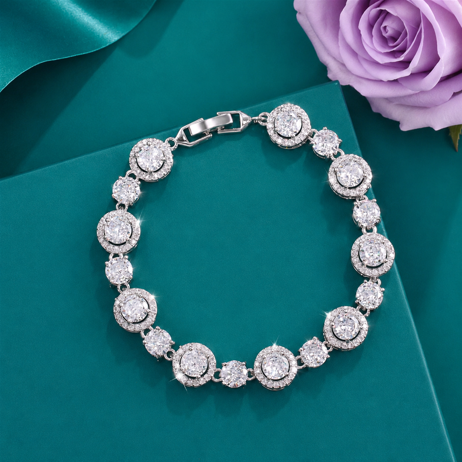 Round Link AAA+ Cubic Zirconia Bracelet