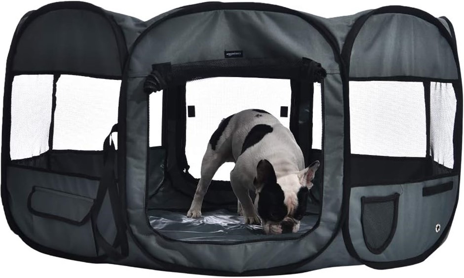 AMAZON BASICS Portable Soft Pet Dog Travel Playpen, 114 cm, Grey. NB: Minor