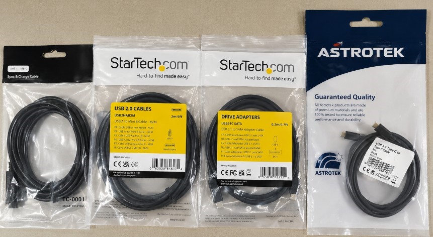 4 x Assorted USB & Data Cables
