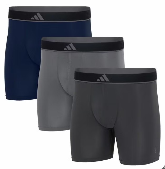 3-Pack ADIDAS Men's Active Micro Flex Boxer Briefs, Size L, Carbon/Grey Fou
