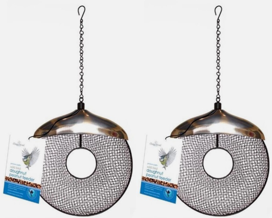 2x Doughnut Hanging Bird Peanut Feed Feeder Feeding Station Port Perch