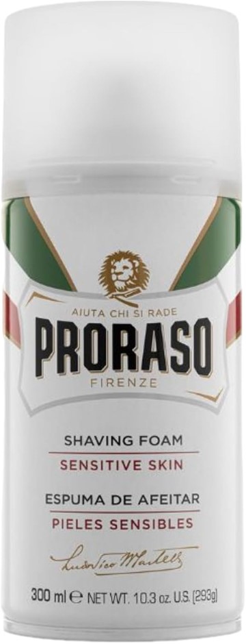 PRORASO 300ml Sensitive Skin Anti-Irritation Shaving Foam with Green Tea an