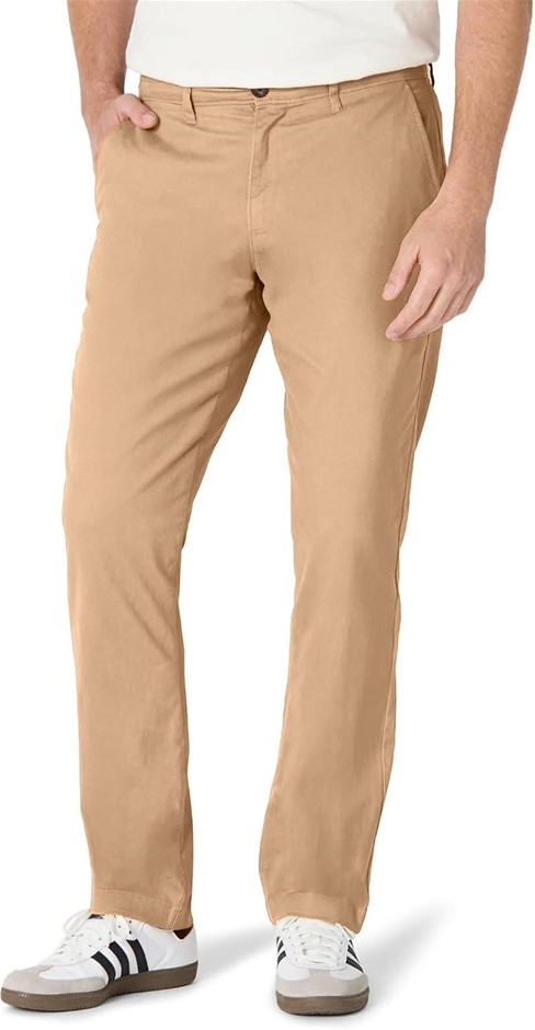 AMAZON ESSENTIALS Men's Casual Stretch Chino Pant, 32W x 28L, Dark Khaki Br