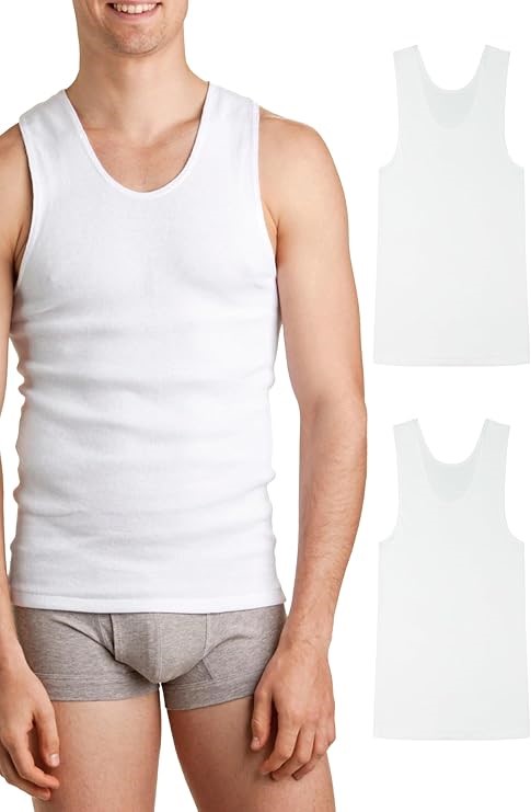 2pk x BONDS Men's Cotton Chesty Singlet, Size 14/S, White, M7WL. Buyers No