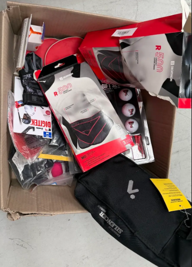 Assorted Box of Sporting Goods. NB: Items may not be in original packaging