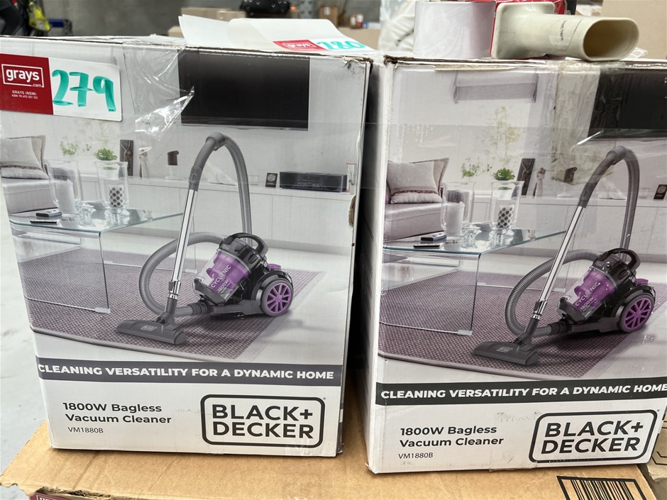 2 x BLACK + DECKER Bagless Vacuum Cleaner. NB: One is Missing Accessories,