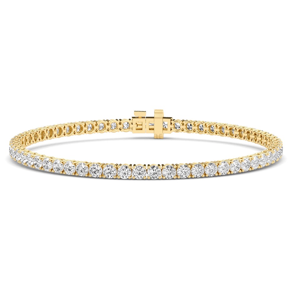 4.05 Carats Yellow Gold Lab Grown Diamond Tennis Bracelet (Stamped 9K)