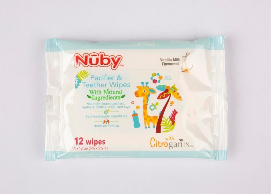 144x Nuby Citroganix Pacifier Wipes 12PK. RRP $500  Buyers Note - Discount