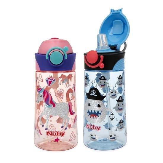 24 x Nuby Tritan Glitter Spring Spout Cup with Lock 450ml. RRP: $575.  Buye