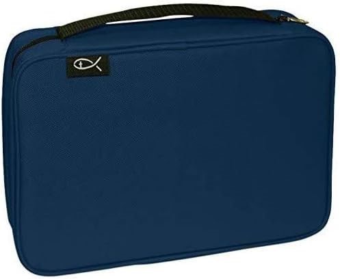 DIVINITY BOUTIQUE Canvas Bible Zippered Case with Pockets, Navy Blue.  Buye