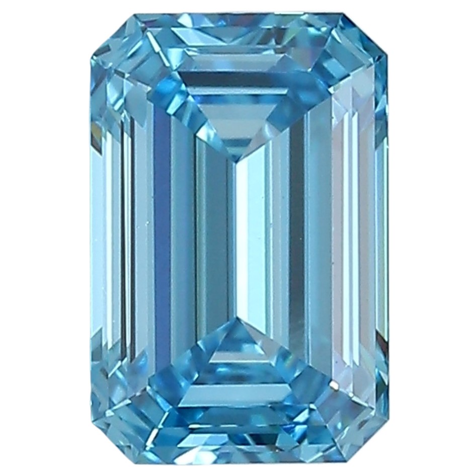 5.12 Carat Emerald Cut Diamond Fancy Intense Blue / VS2
